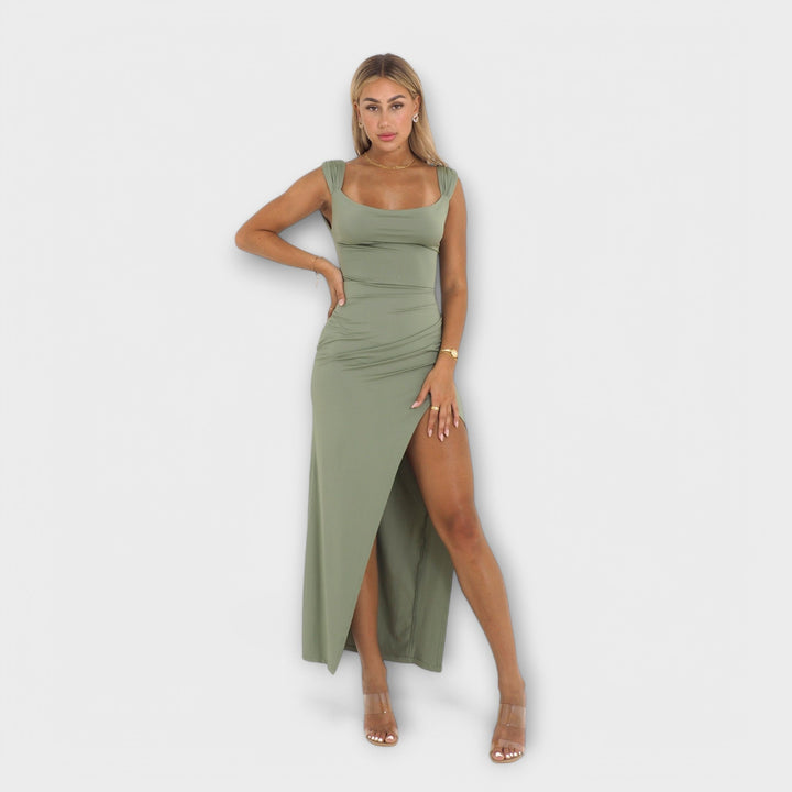 Barbora - Elegantní midi šaty ze strečové látky