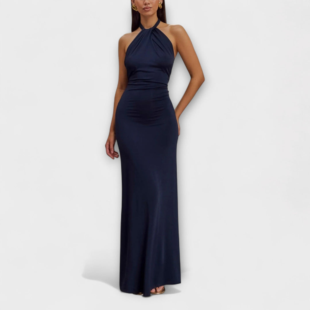Milada - Elegantní maxi šaty s halter výstřihem