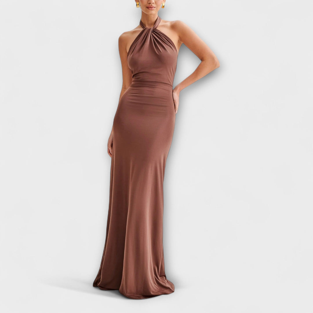 Milada - Elegantní maxi šaty s halter výstřihem