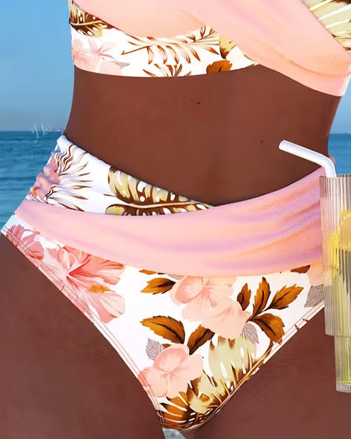 Bikini s kontrastním květinovým potiskem a rozparkem Aneta