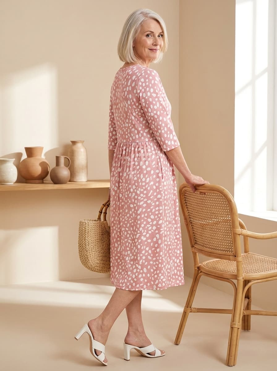 CARLINE Midi šaty s polka dot vzorem