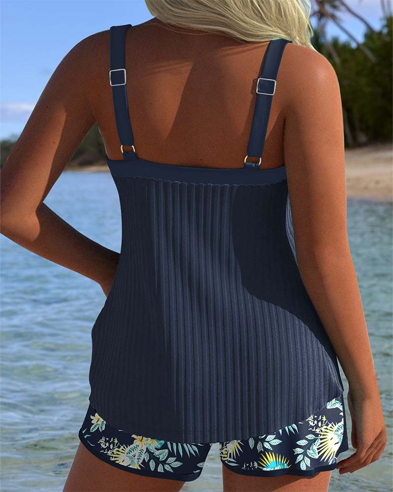 Laluna® | Pruhovaný tankini s dvoudílnými plavkami