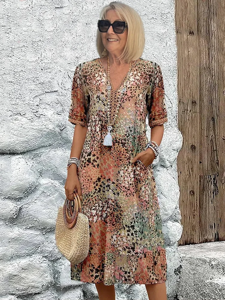 Jarmila ELEGANTNÍ KVĚTINOVÉ MIDI ŠATY