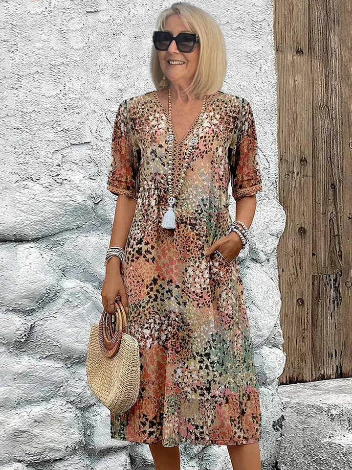 Jarmila ELEGANTNÍ KVĚTINOVÉ MIDI ŠATY