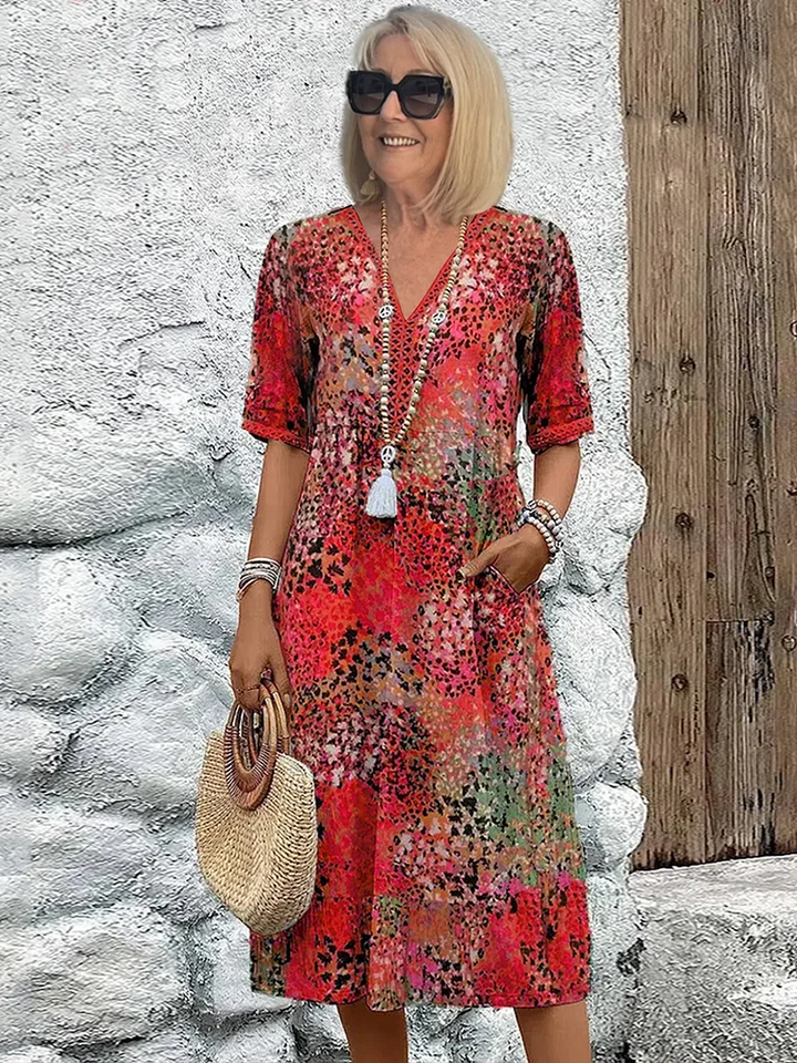 Jarmila ELEGANTNÍ KVĚTINOVÉ MIDI ŠATY