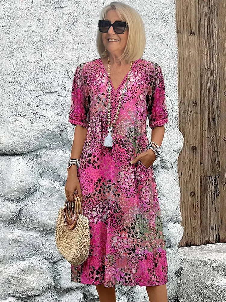 Jarmila ELEGANTNÍ KVĚTINOVÉ MIDI ŠATY