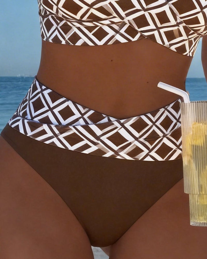 Dvoudílné bikiny s podprsenkovým střihem a diamantovým vzorem